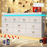 Modern 10-Drawer Dresser with LED Light - Sleep Galleria
