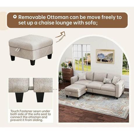 Modern Convertible L Shaped Sectional Sofa - Calmora - Sleep Galleria