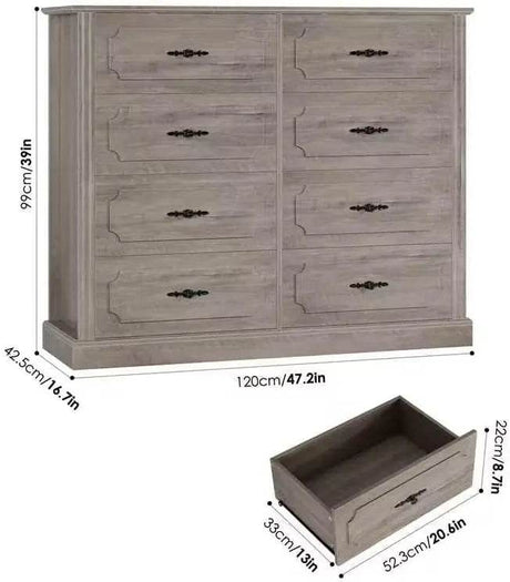Modern Farmhouse 8 - Drawer Wood Dresser - XMSJ - Sleep Galleria