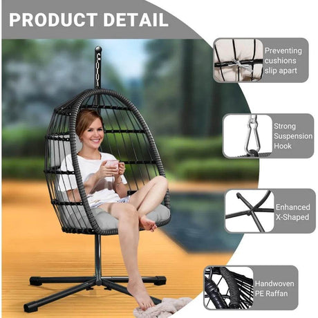 Outdoor Patio Egg Chair with Stand - XMSJ - Sleep Galleria