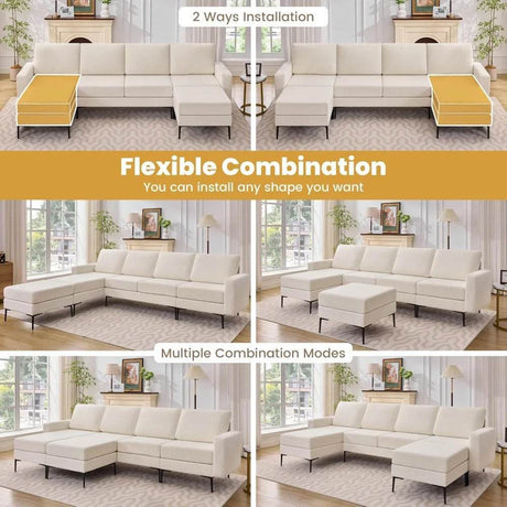 Modern Modular Corduroy Sectional Sofa With Convertible Chaise - Calmora - Sleep Galleria