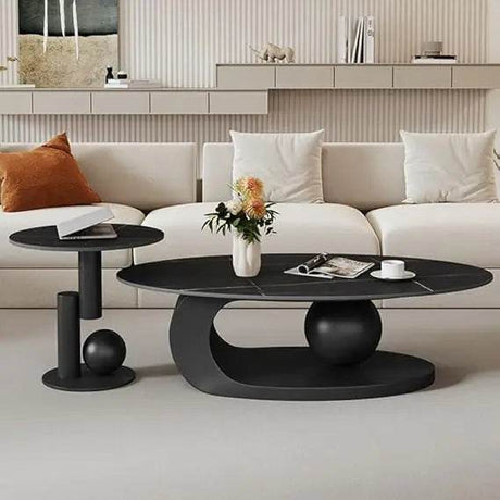Modern Stone Coffee Table with Metal Base - XMSJ - Sleep Galleria