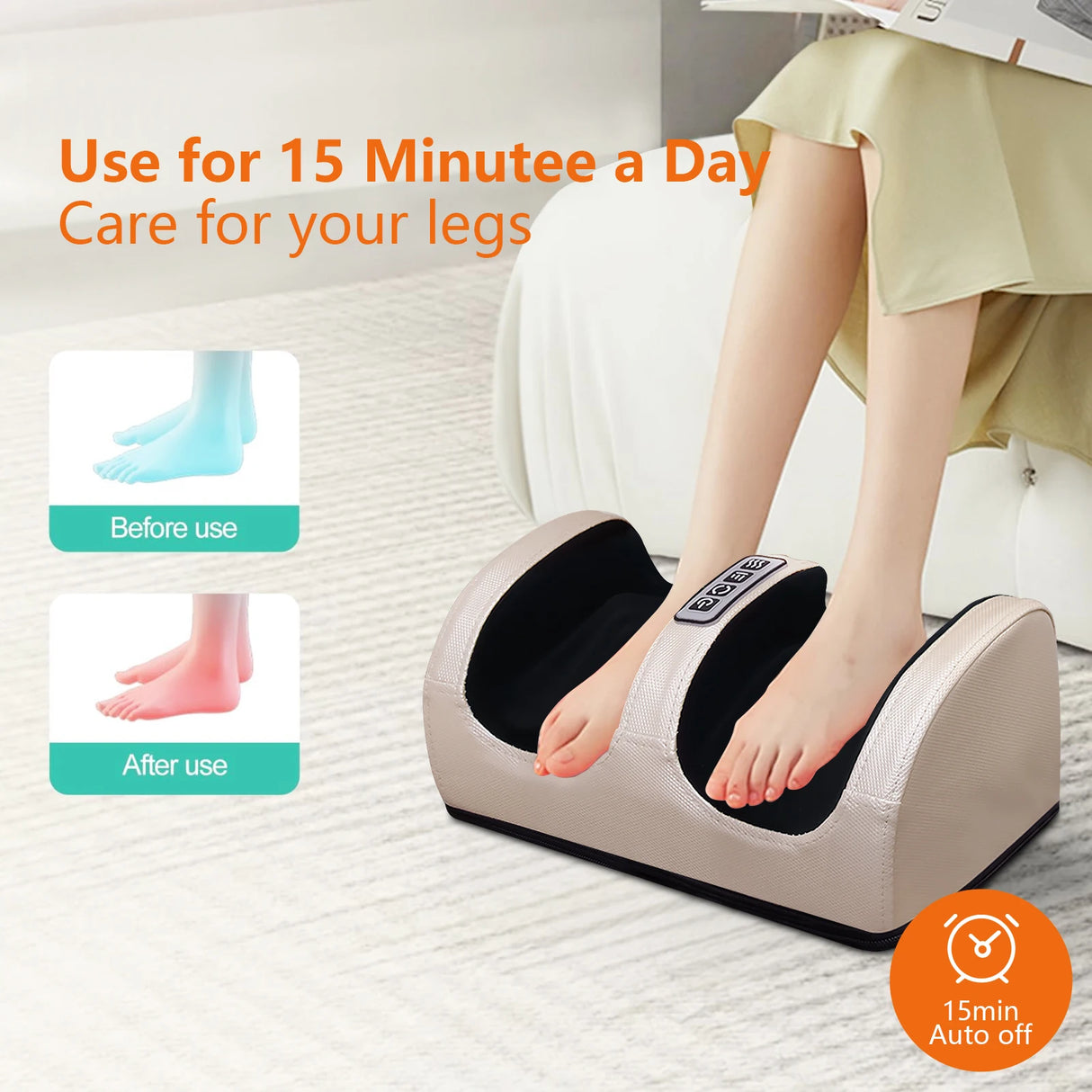 Electric Heated Foot And Leg Kneading Massage Device