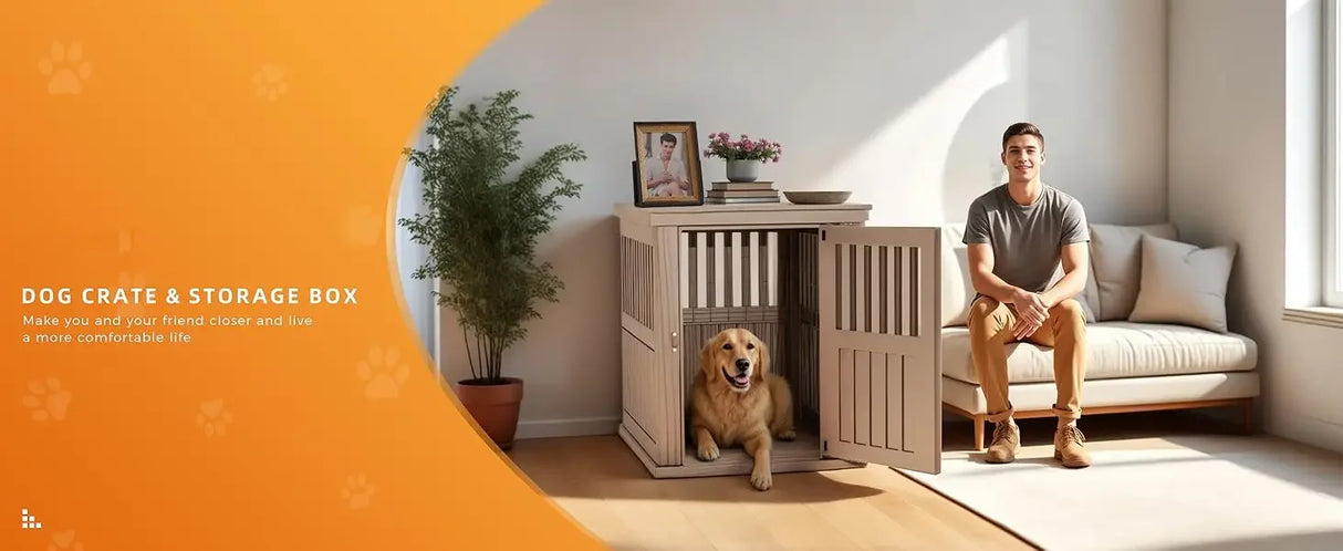 Lockable Resin Dog Crate End Table Nightstand