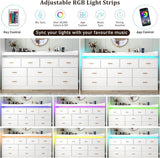 Modern 10-Drawer Dresser with LED Light - Sleep Galleria