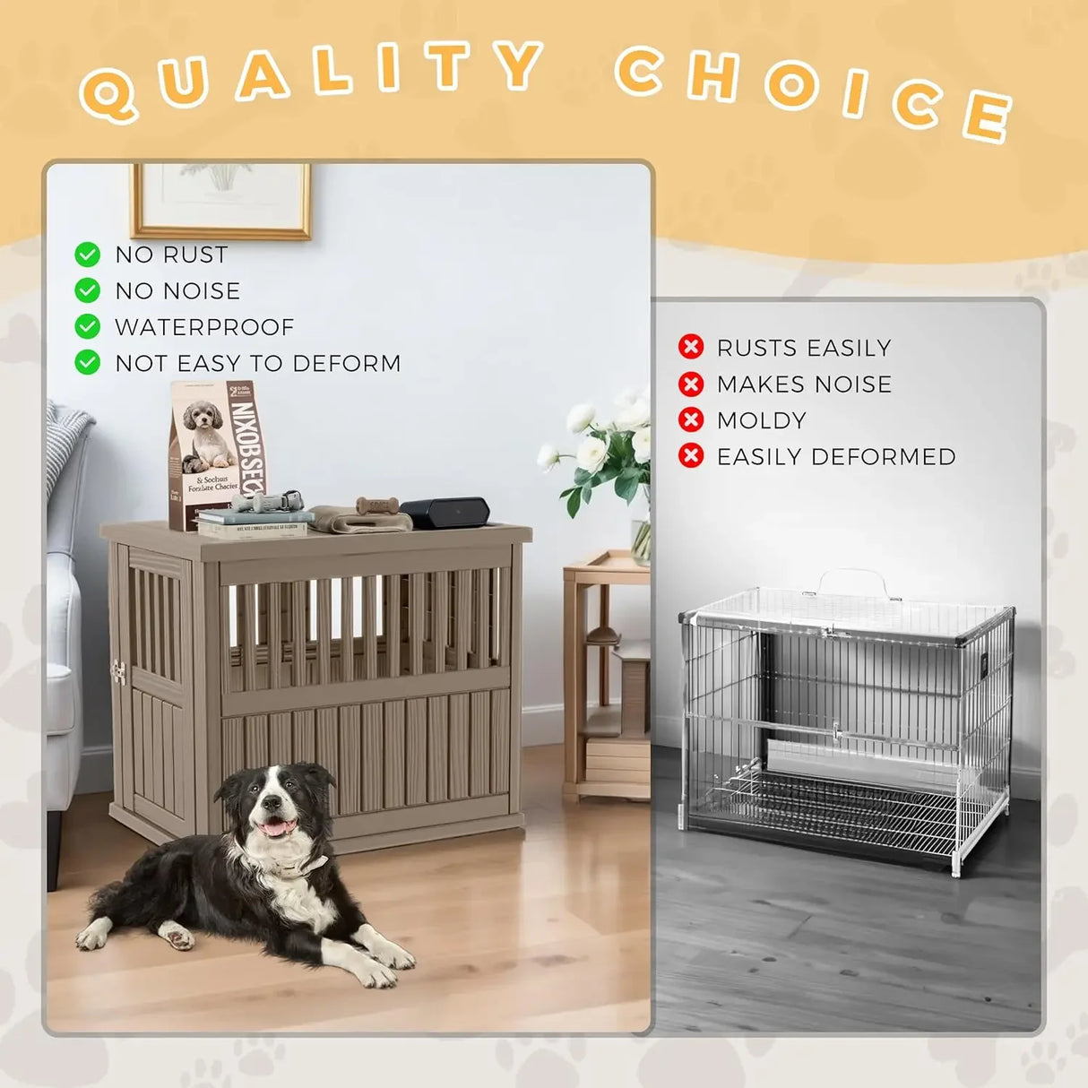 Lockable Resin Dog Crate End Table Nightstand