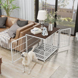 Multifunctional Wooden Dog Crate With Removable Tray
