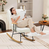 Adjustable Teddy Fabric Rocking Chair with Footrest - Sleep Galleria