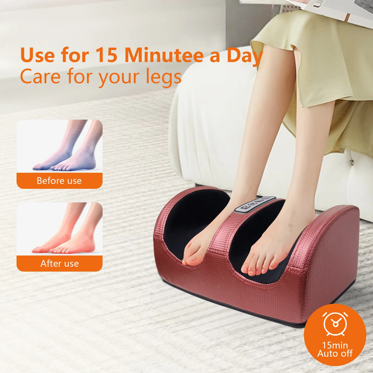 Electric Heated Foot And Leg Kneading Massage Device