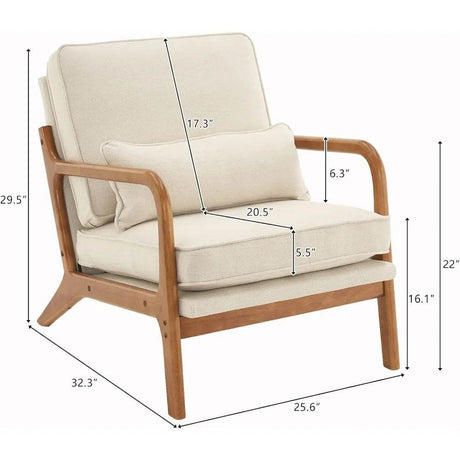 Mid - Century Linen Upholstered Accent Chair - Calmora - Sleep Galleria