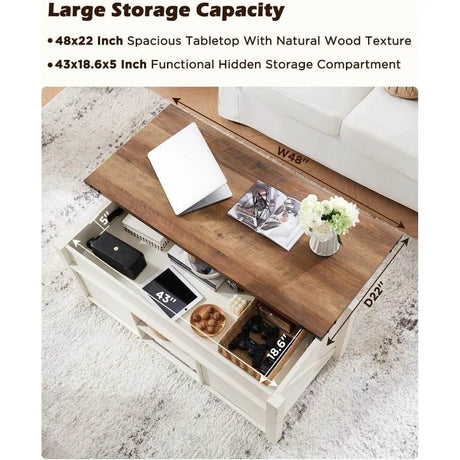 Farmhouse Lift-Top Coffee Table - Sleep Galleria