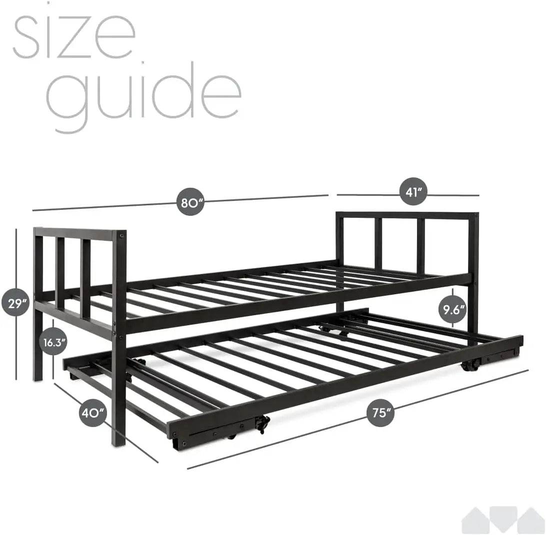 Twin Metal Frame Daybed and Trundle Set - XMSJ - Sleep Galleria