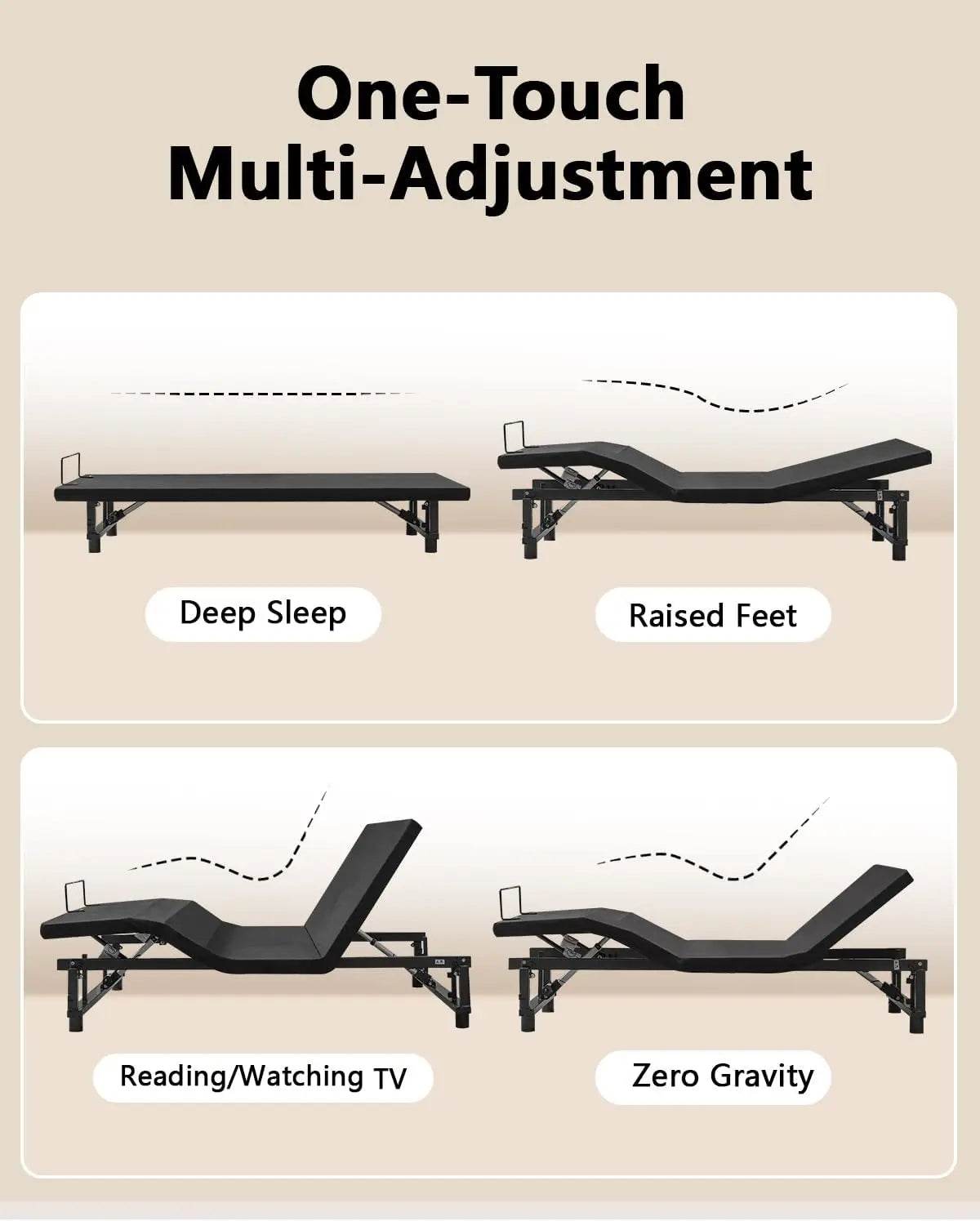 Adjustable Metal Bed Frame with Wireless Remote Control - XMSJ - Sleep Galleria