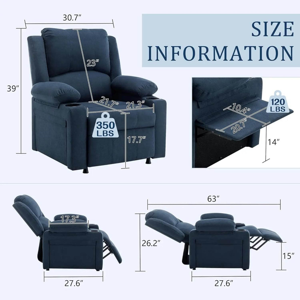 Power Recliner Chair Upholstered Heated Massage - Sleep Galleria