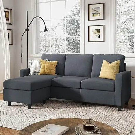 Convertible Firm Linen Fabric Sectional Sofa Light Grey - Calmora - Sleep Galleria