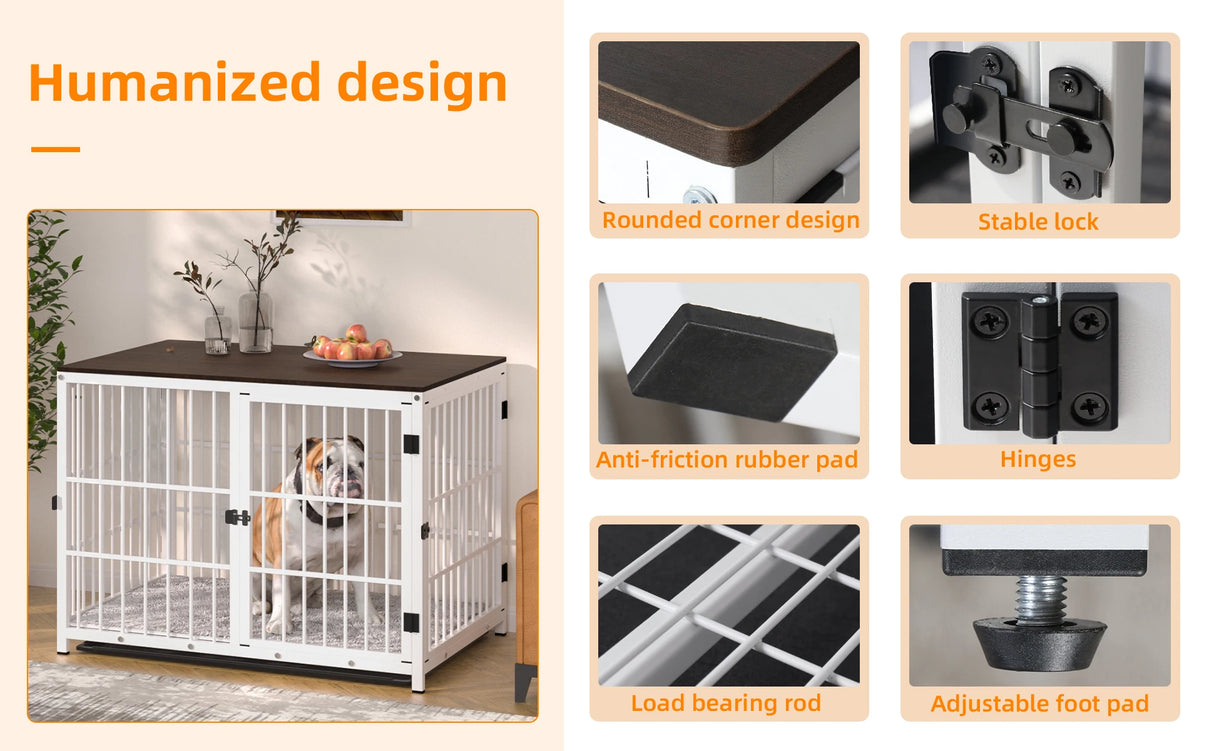Multifunctional Wooden Dog Crate With Removable Tray