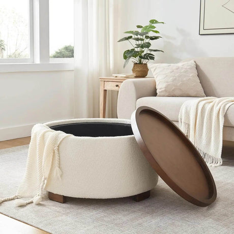 Modern Round Storage Ottoman Coffee Table - XMSJ - Sleep Galleria