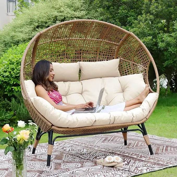 Oversized Double Egg Chair With Cushions - Sleep Galleria