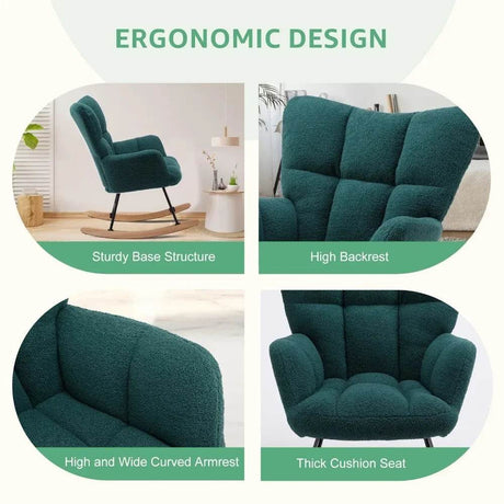 Ergonomic Teddy Bear Fabric Rocking Chair - Restalyn - Sleep Galleria