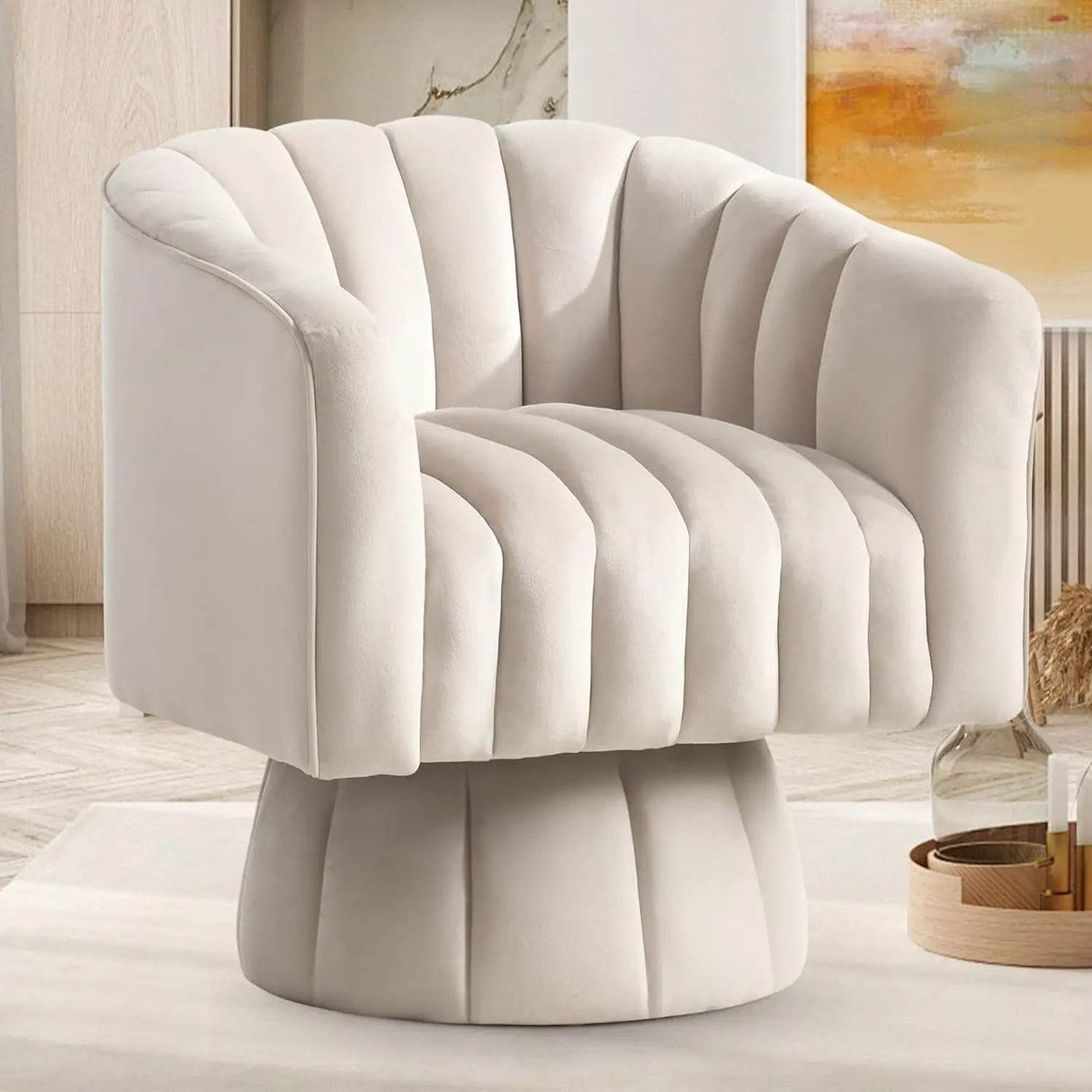 Modern Velvet 360-Degree Swivel Chair - Sleep Galleria