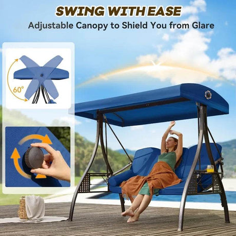 3 Seat Outdoor Porch Swing with Canopy - Calmora - Sleep Galleria
