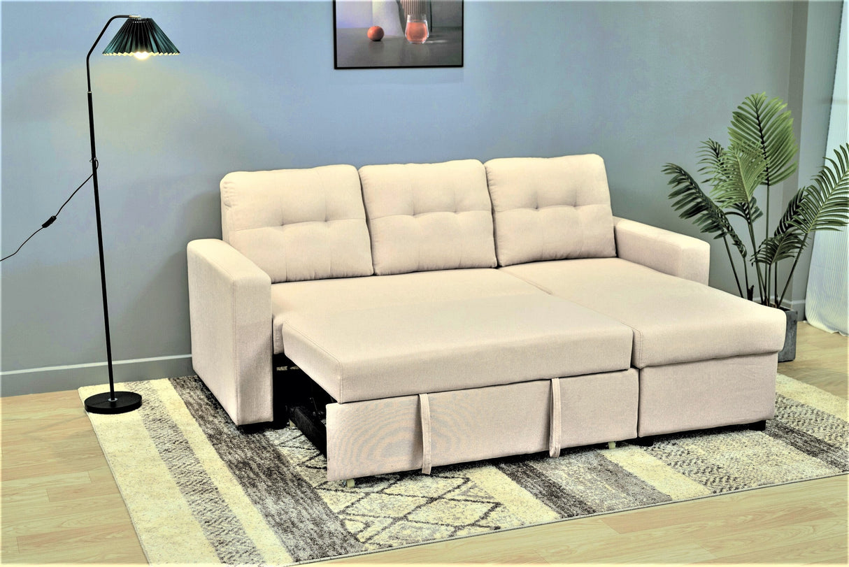 Convertible L-Shaped Medium-Firm Polyester Sleeper Sofa Bed