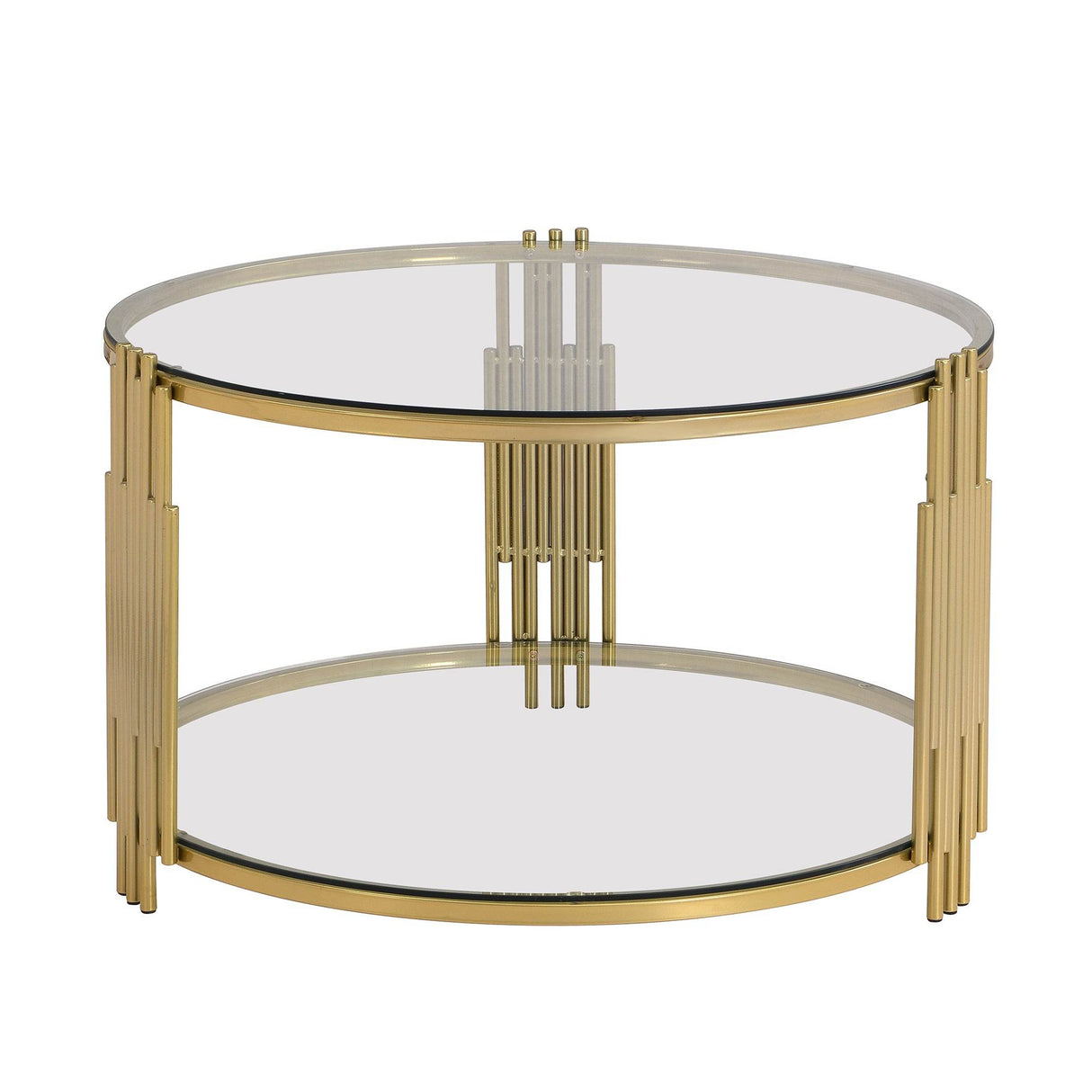 Modern Round Tempered Glass Coffee Table With Shelf - Sleep Galleria