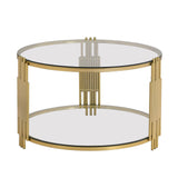 Modern Round Tempered Glass Coffee Table With Shelf - Sleep Galleria