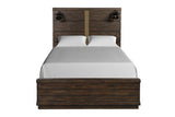 King Industrial Farmhouse Solid Wood Bed Frame With Bluetooth
