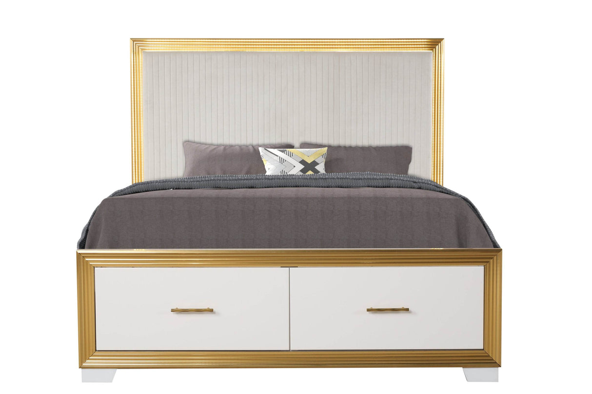 Contemporary King Tufted Wood Bed Frame With Storage