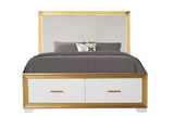 Contemporary King Tufted Wood Bed Frame With Storage