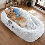 Orthopedic Washable Faux Fur Human Dog Bed 14-Inch