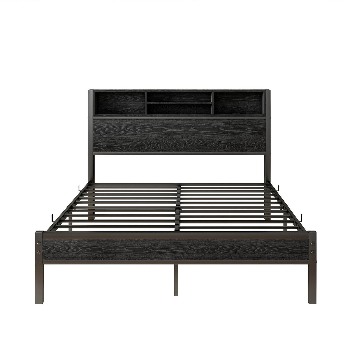 Full Metal Platform Bed Frame With Storage Headboard Full