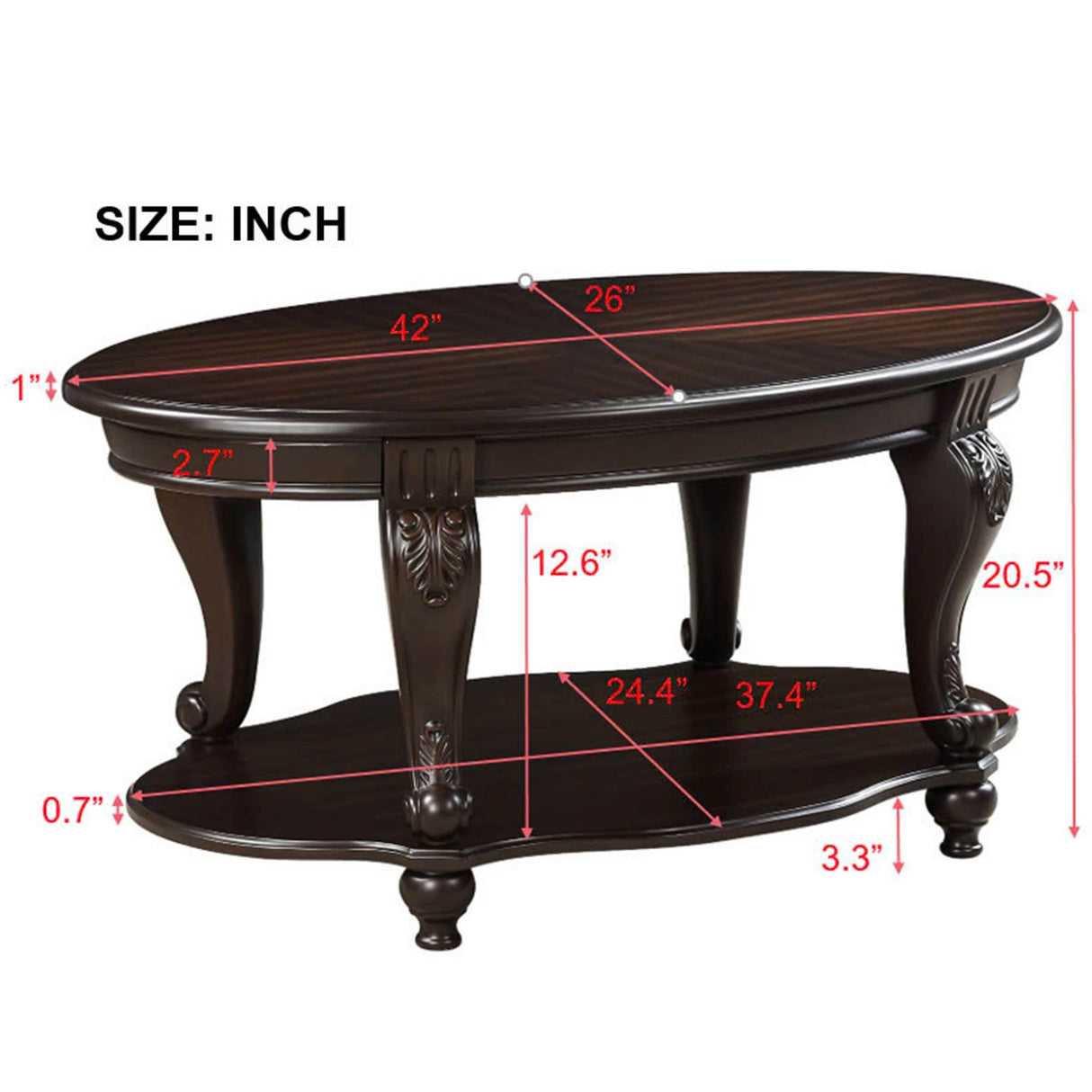 3-Piece Espresso Rubber Wood Coffee Table Set - Sleep Galleria