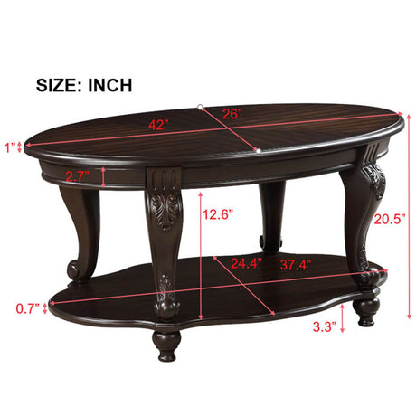 3-Piece Espresso Rubber Wood Coffee Table Set - Sleep Galleria