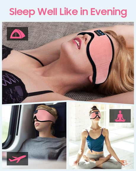 Bluetooth Sleep Eye Mask with Ultra-Thin Stereo Headphones Wireless Sleep Mask for Deep Sleep, Meditation, Travel & Insomnia Relief