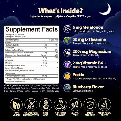 Windboss Natural Sleep Aid Gummies -80 Count- Delicious & Effective Melatonin 6 Mg Sleep+ Gummies for Adults a Restful Night'S Sleep