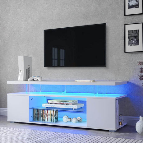 Modern White Engineered Wood TV Stand Console - Sleep Galleria