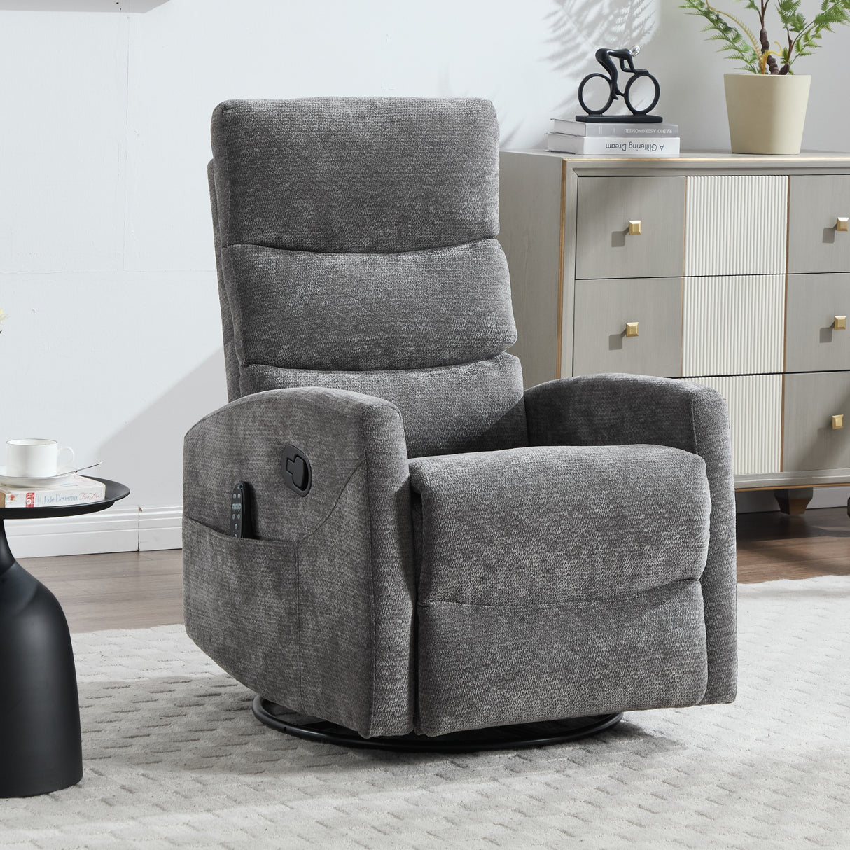 Heat Massage Recliner Chair With Swivel Rocker And Lumbar