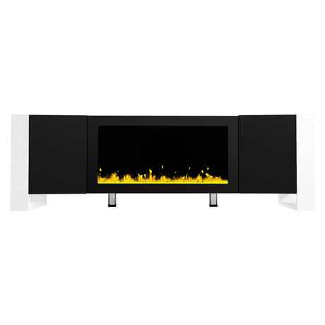 Modern Minimalist TV Stand With Electric Fireplace - Sleep Galleria