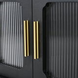 Retro Vintage Black TV Stand With Fluted Glass Doors - Sleep Galleria