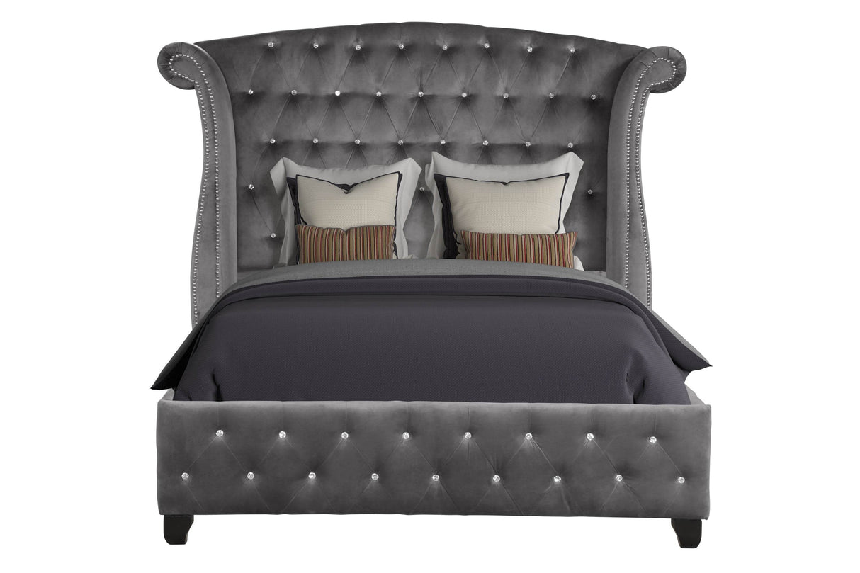 Contemporary Plush Velvet Upholstered Full Size Bed Frame