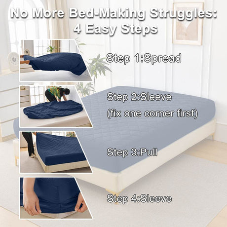 Waterproof Quilted Cotton Fitted Sheet Full Size - Sleep Galleria