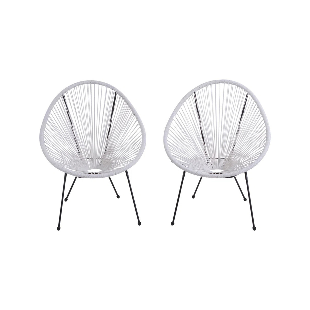 Set Of 2 Modern Acapulco Outdoor Lounge Steel Chairs