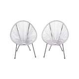 Set Of 2 Modern Acapulco Outdoor Lounge Steel Chairs