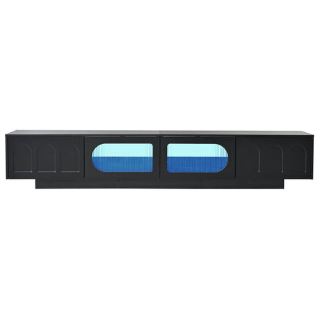 Smart LED Bluetooth Black Particle Board TV Stand - Sleep Galleria