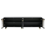 Contemporary Black TV Stand With Fluted Glass Doors - Sleep Galleria
