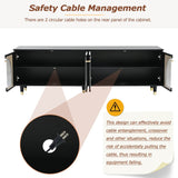 Contemporary Black TV Stand With Fluted Glass Doors - Sleep Galleria
