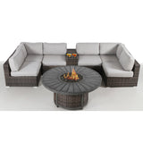All-Weather 8-Piece Patio Sofa Set With Fire Pit