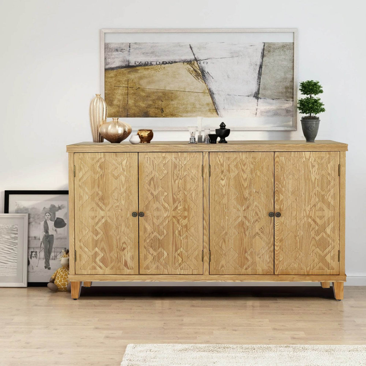 Brown Vintage Corner MDF Accent Storage Cabinet - Sleep Galleria